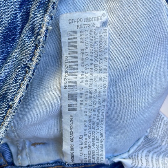 Zara Wide Leg Cropped Ankle Raw Hem Jeans - Picture 7 of 7